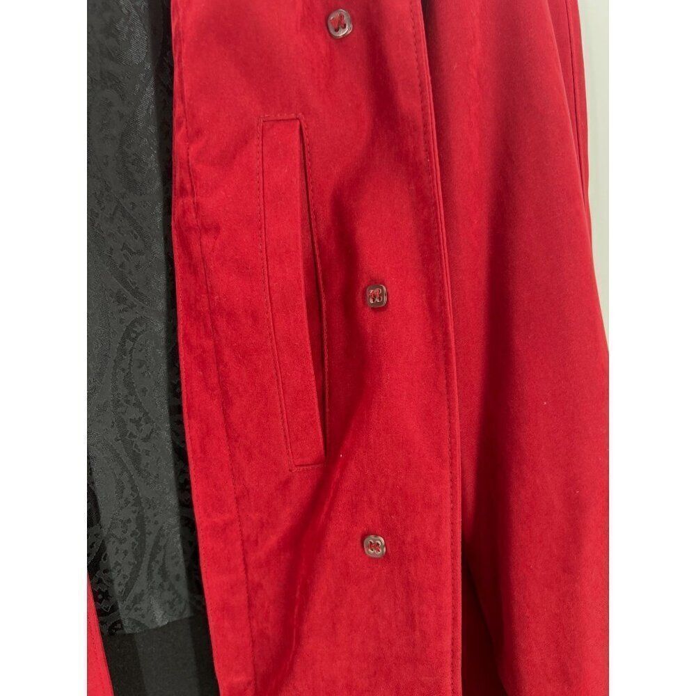 London Fog Rain Coat Womens Medium Petite MP Button Red Water Repellent - Picture 11 of 15